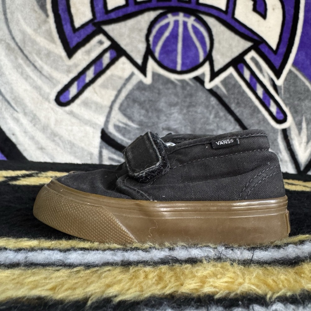 Size 5c - VANS Toddler Mid Top Sneaker Black Strap Canvas